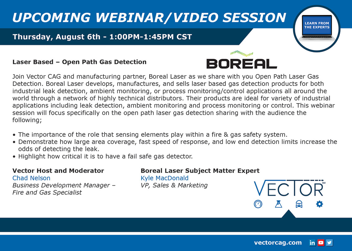 Vector Webinar: Laser Based – Open Path Gas Detection